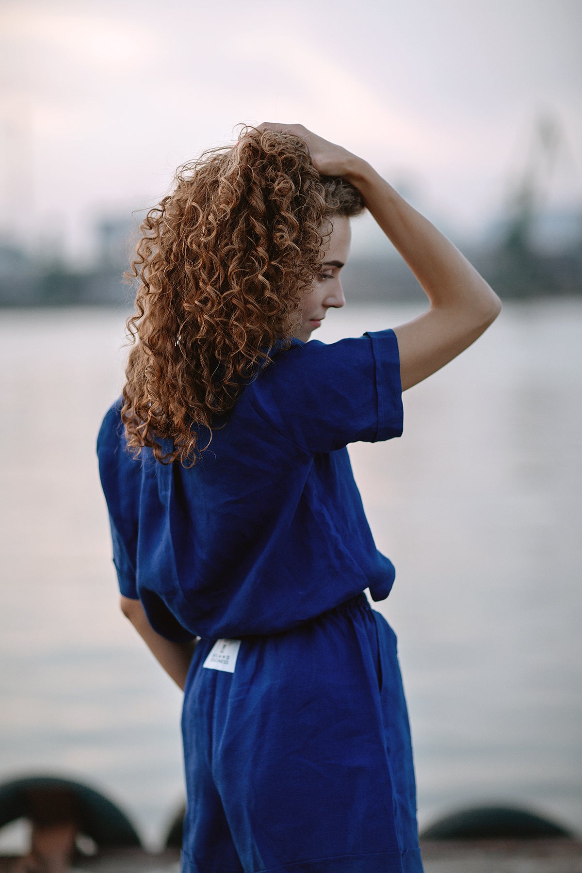 Linen two-piece suit "Sophisticated" - Grand Duchess | Softened 100% linen linen set | Elegant look linen set for women; royal blue linen set; 2 piece linen set women's