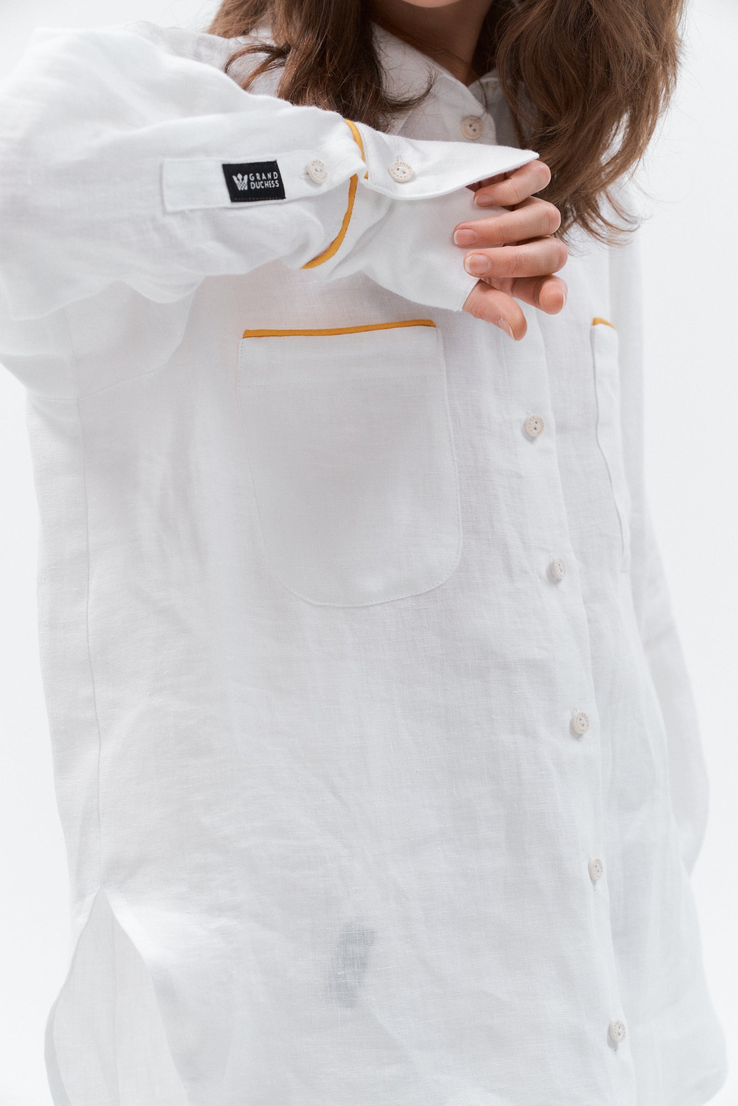 Grand Duchess white linen shirt; oversize white linen shirt; long sleeved linen shirt women's; elegant linen shirt