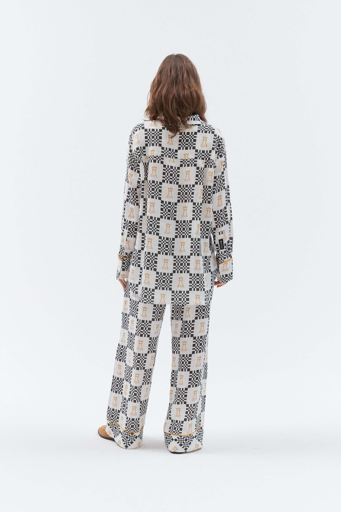 Grand Duchess linen pants; wide leg pants; linen throusers; stylish pants; unique pattern linen pants; luxury linen pants; exclusive design linen pants for women; unique linen pattern pants women; long wide linen pants; elegant linen suit women; linen pants with belt and pockets; iconic linen pants