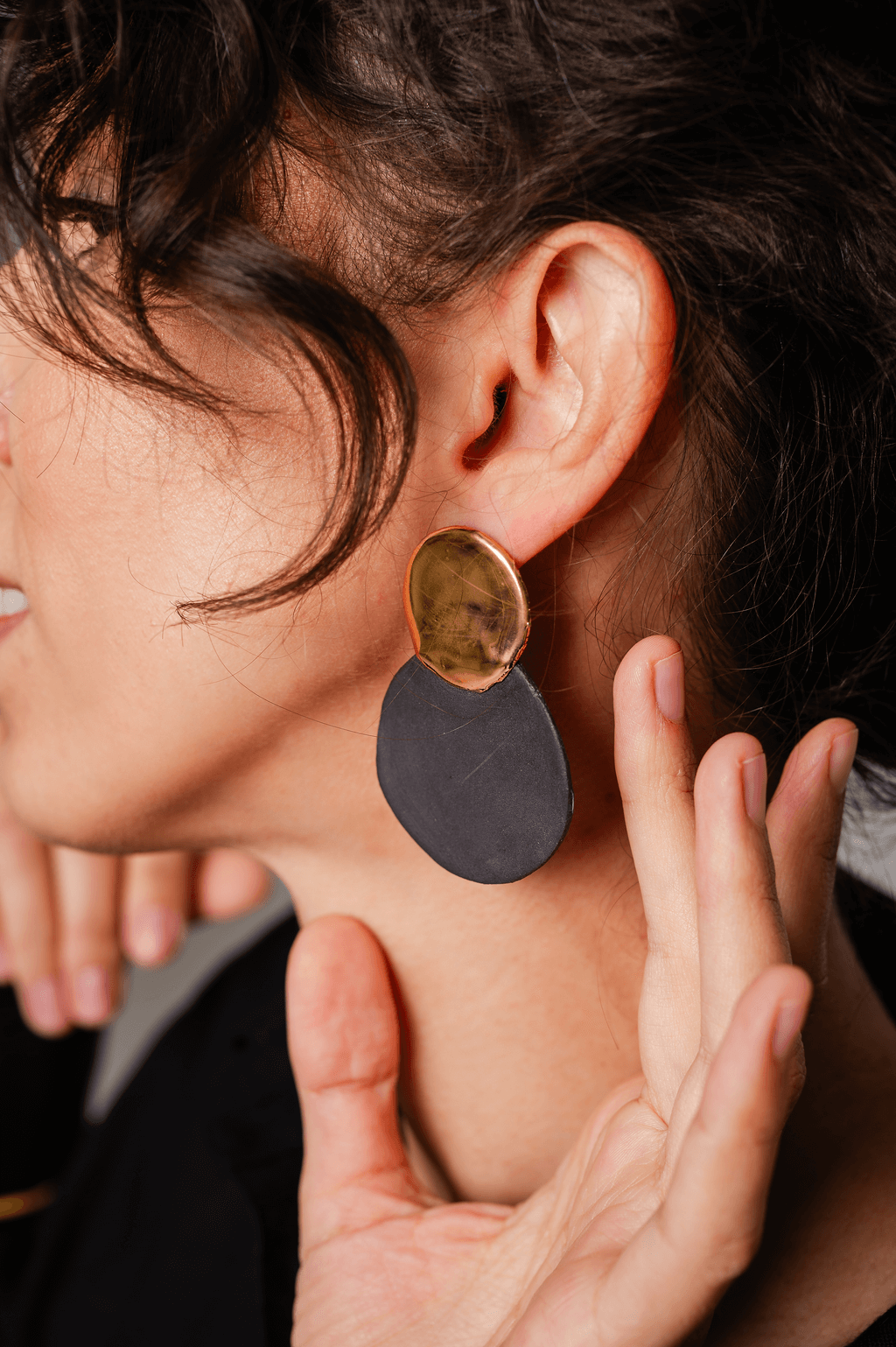 Grand Duchess Spark Flair porcelain earrings; lightweight earrings sensitive ears; handmade circle earrings