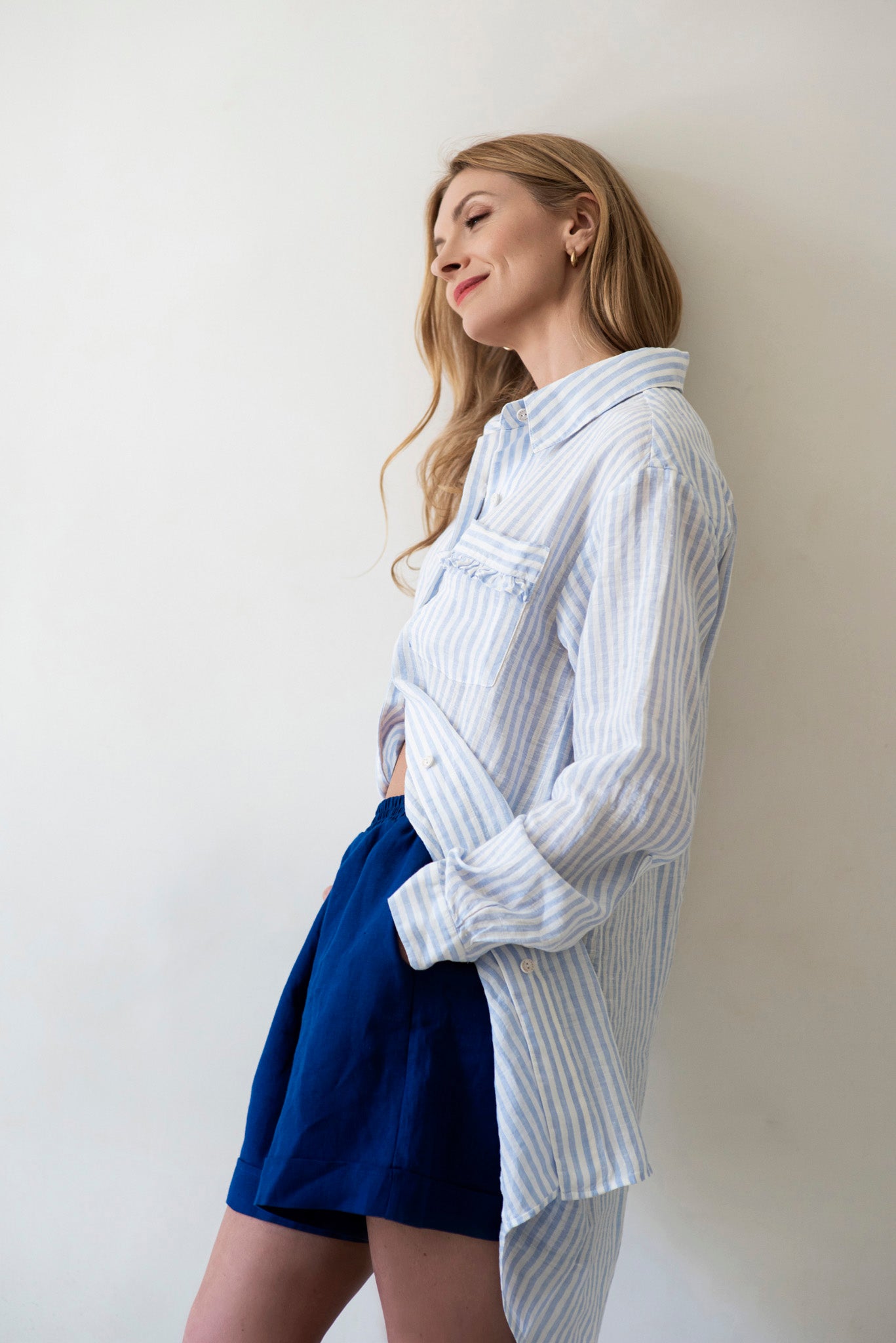 Linen two-piece suit "Sophisticated" - Grand Duchess | Softened 100% linen linen set | Elegant look linen set for women; royal blue linen set; 2 piece linen set women's