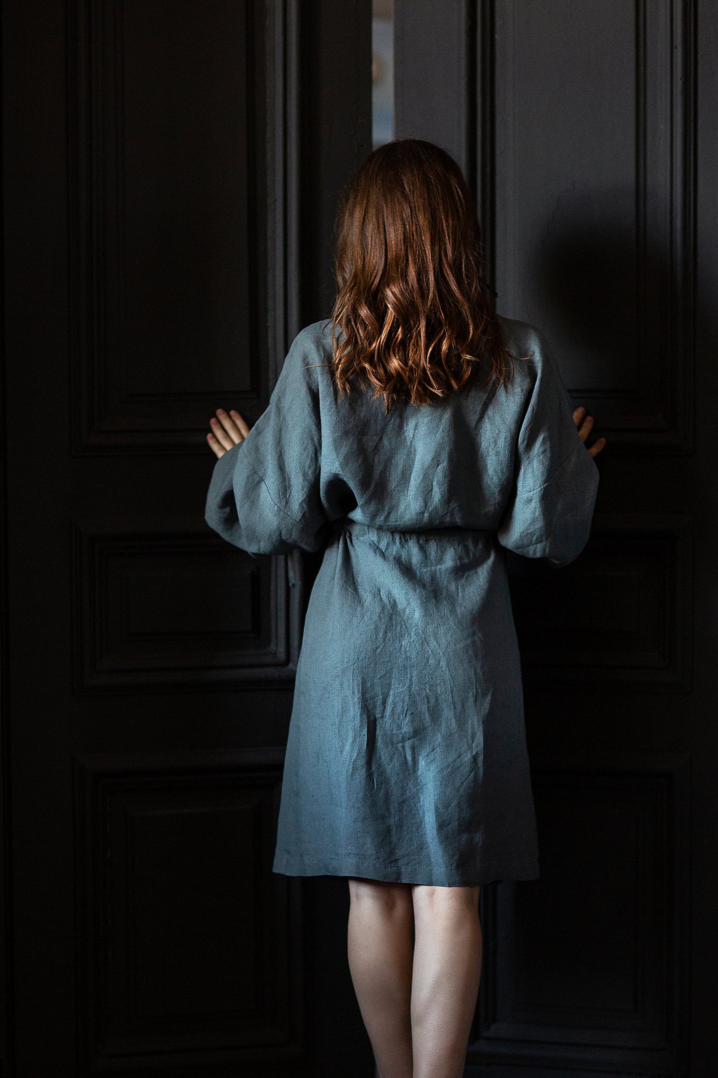 Women's grey linen robe "Inspiring" - Grand Duchess | Softened 100% linen robe