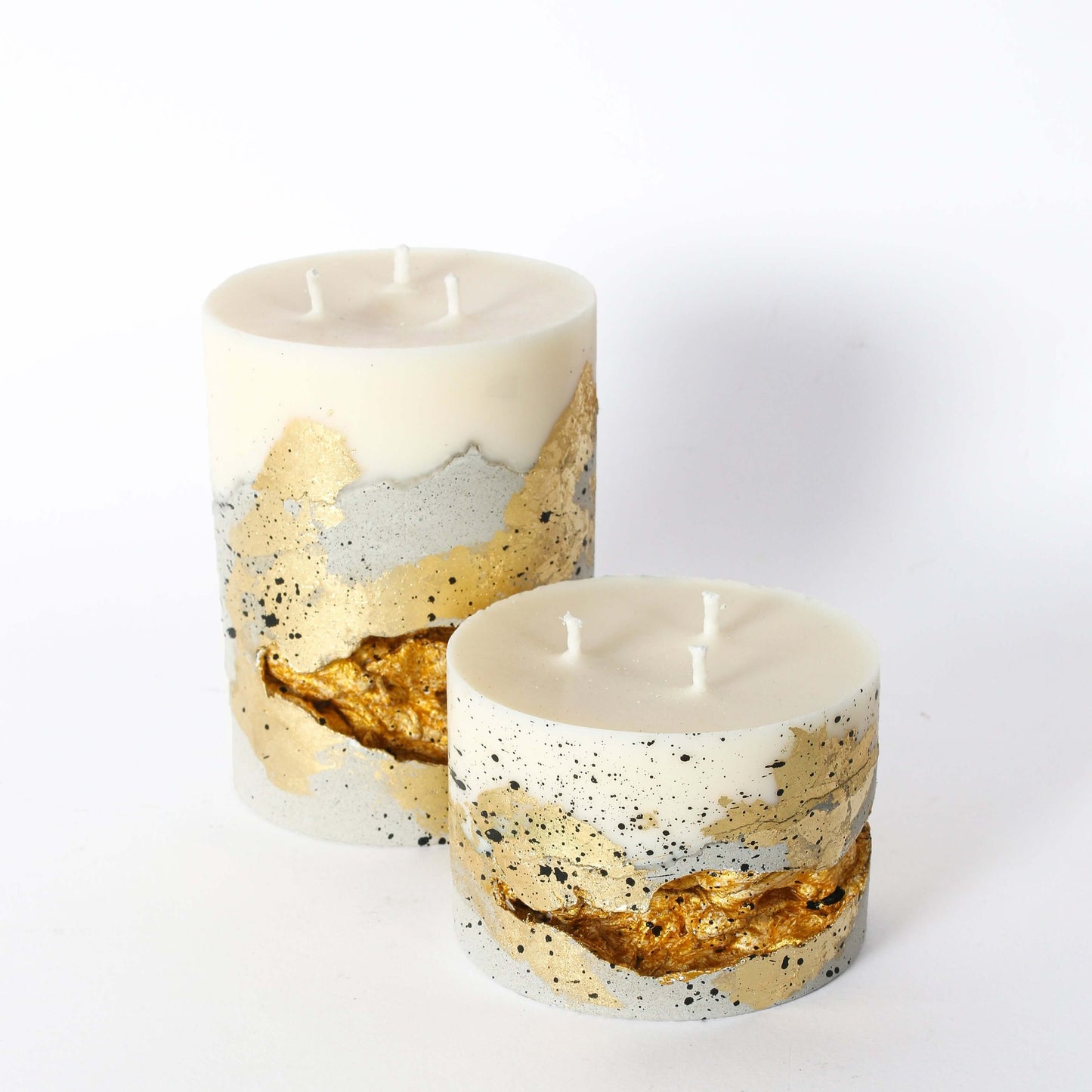 Hand made candle - 100% natural soy wax, concrete, fancy gold - Grand Duchess; Gift idea; Sustainable candle; prasminga kalėdų dovana; žvakė iš natūralaus sojų vaško; ką dovanoti mamai per Kalėdas; luxury candle