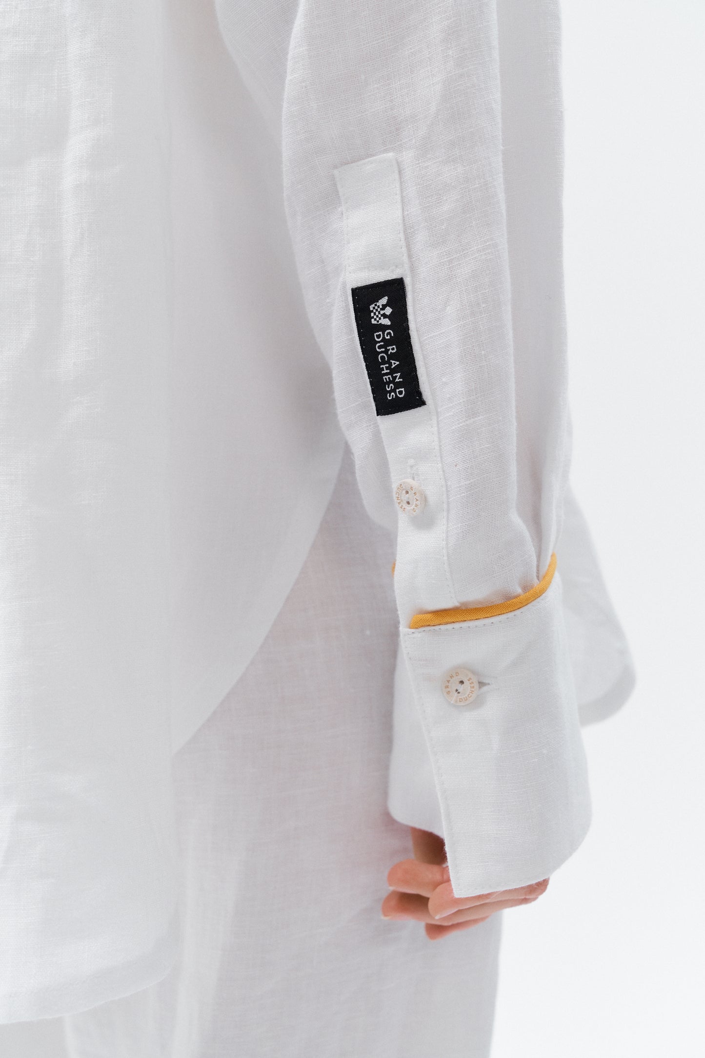 Grand Duchess white linen shirt; oversize white linen shirt; long sleeved linen shirt women's; elegant linen shirt; linen shirt with sustainable buttons