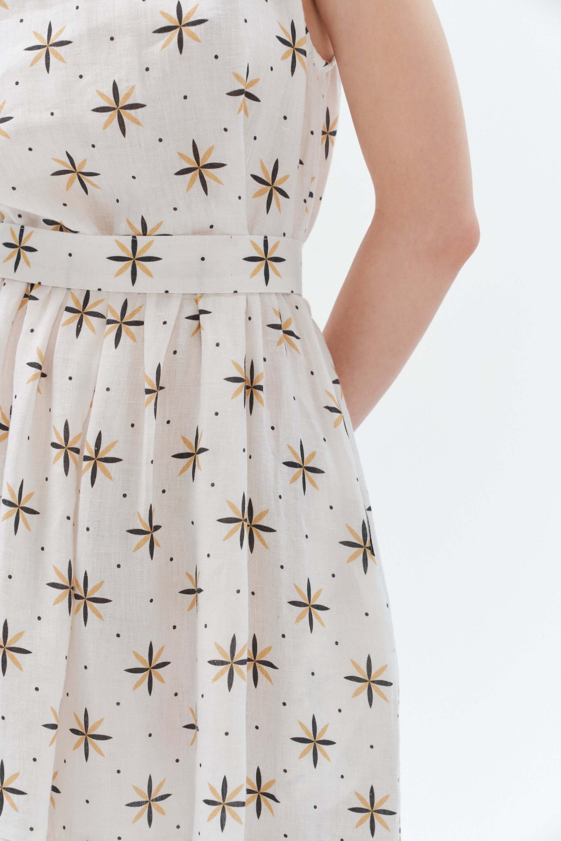 Grand Duchess boho style long linen dress Blinding star; unique linen pattern long dress; white and long linen dress; 100% bohemian linen dress; boho style linen dress; exclusive boho-style long dress; Women beachwear boho linen dress