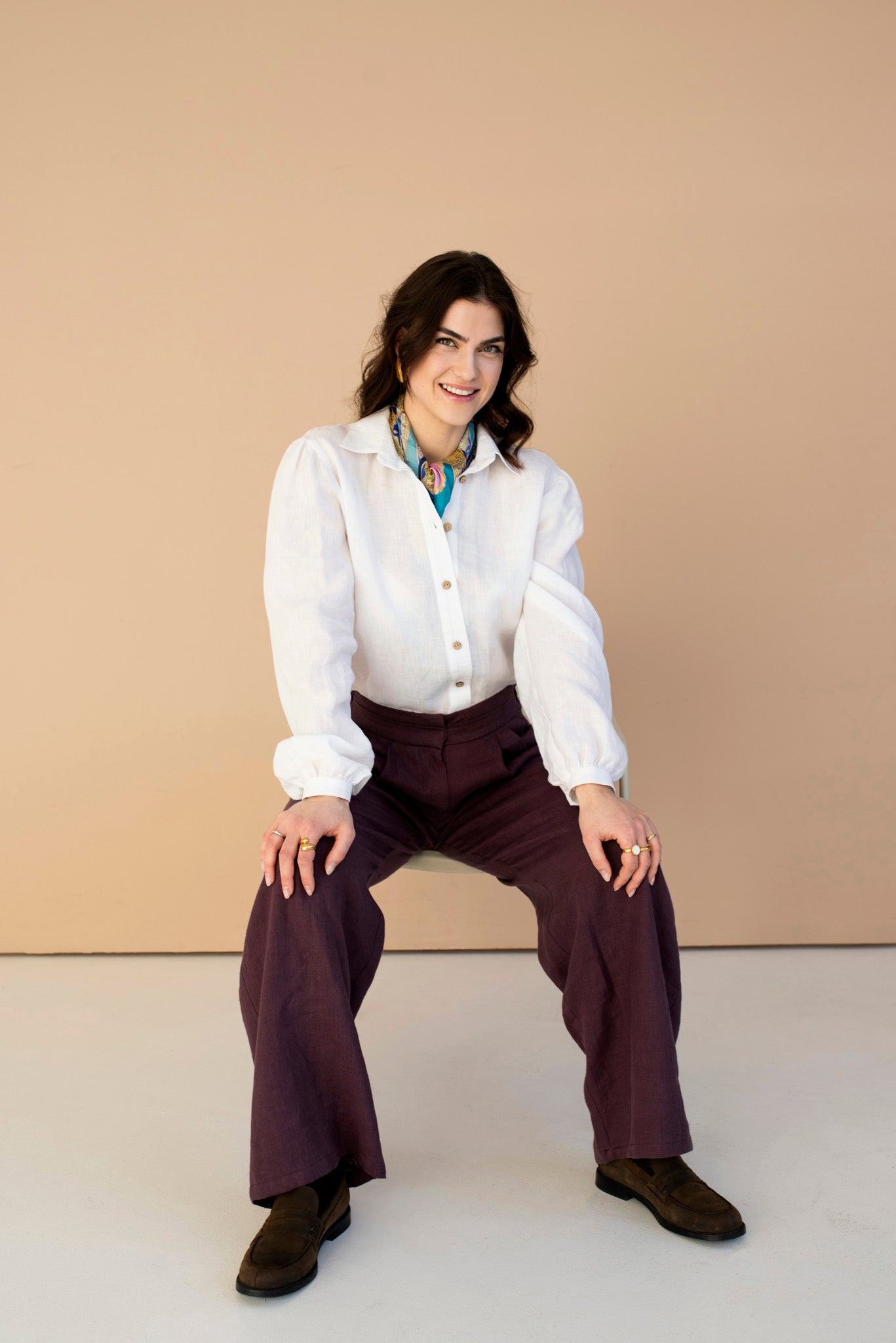 Astoria puffed sleeve linen blouse for women, soft breathable linen shirt for office and casual outfits.