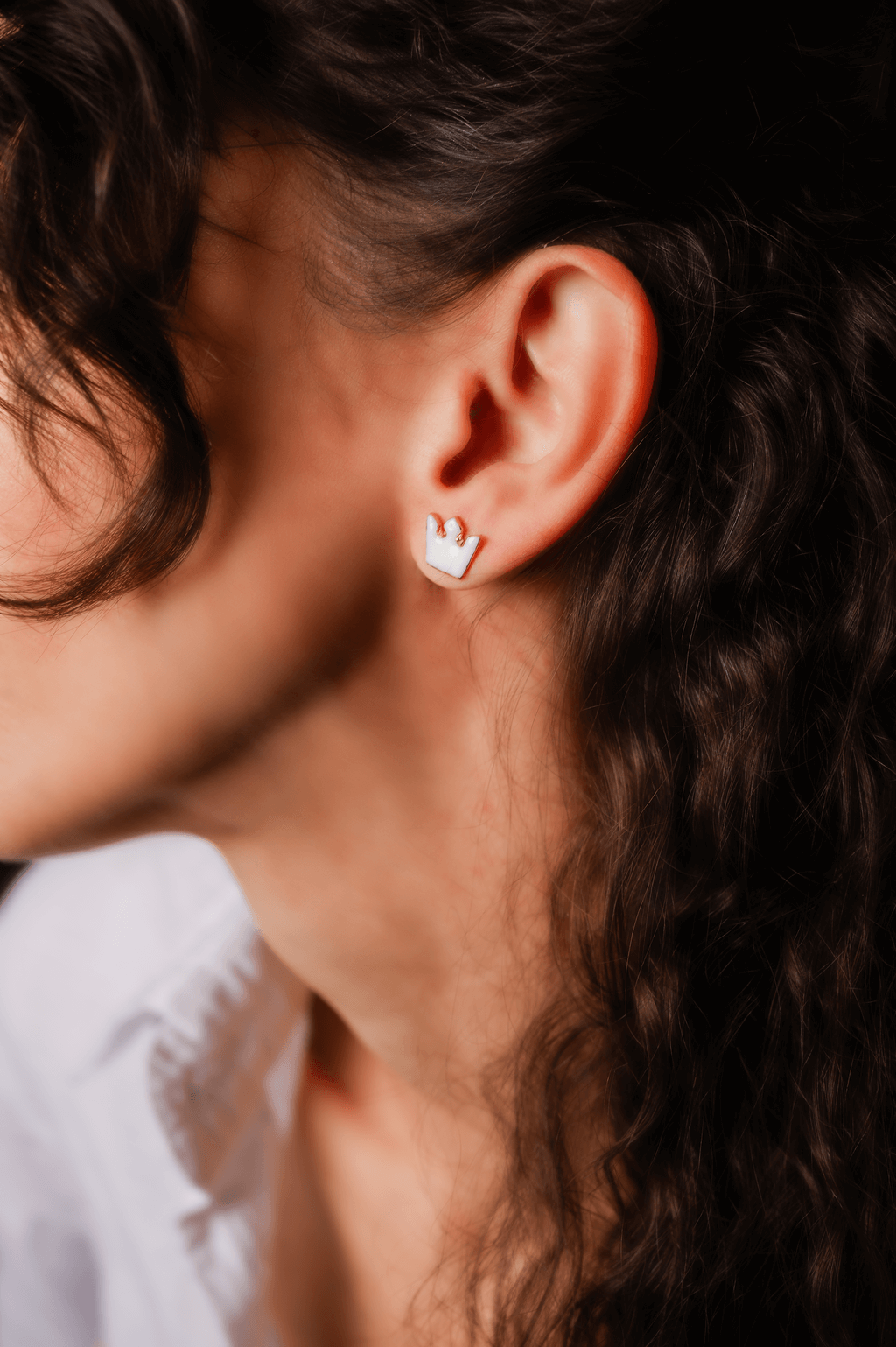 Grand Duchess Spark Flair Crown-shaped porcelain earrings Crown for the Duchess; handmade porcelain earrings; porcelianiai auskarai 