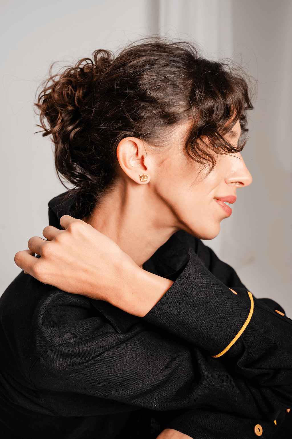 Modern luxury crown-shaped earrings, handmade from premium porcelain with hypoallergenic silver clasps.