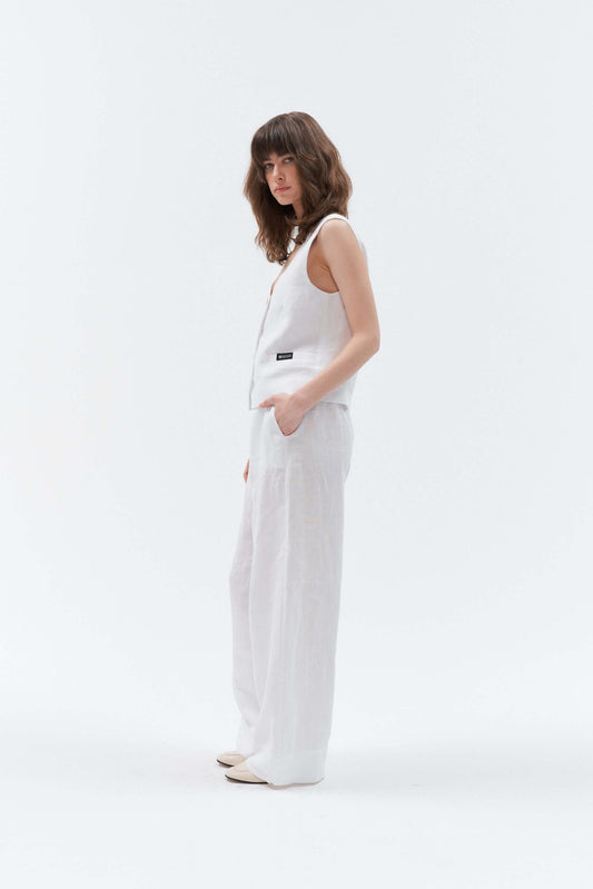 White linen waistcoat Vesta for women