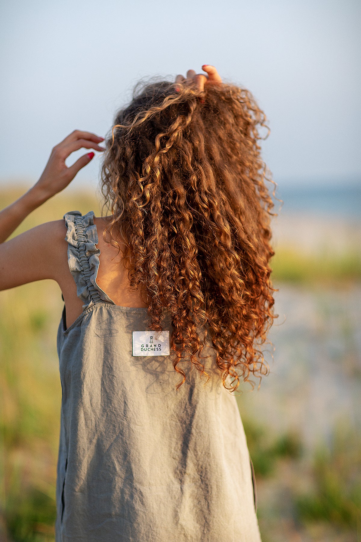 Linen Dress "Playful" - Summer Linen Dresses with ruffles, pockets and strap | Beach dress - Grand Duchess