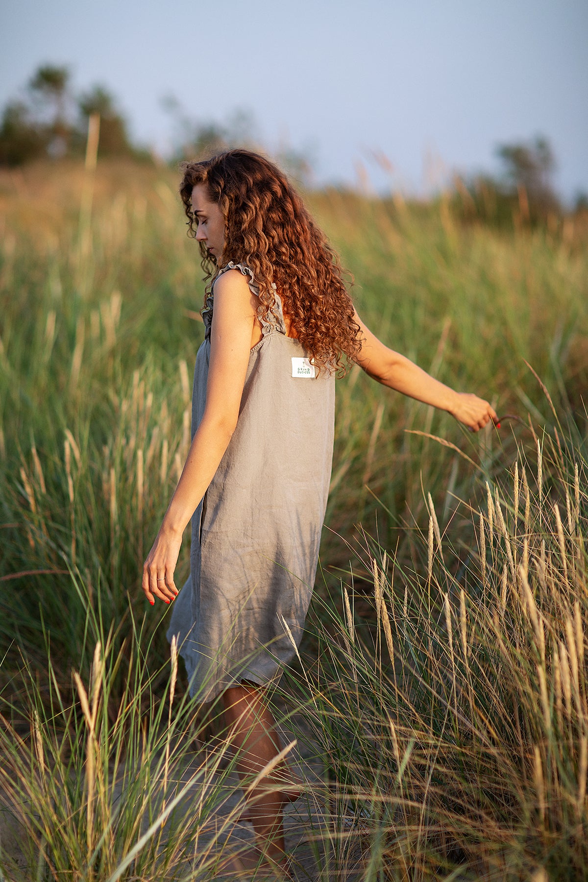 Linen Dress "Playful" - Summer Linen Dresses with ruffles, pockets and strap | Beach dress - Grand Duchess