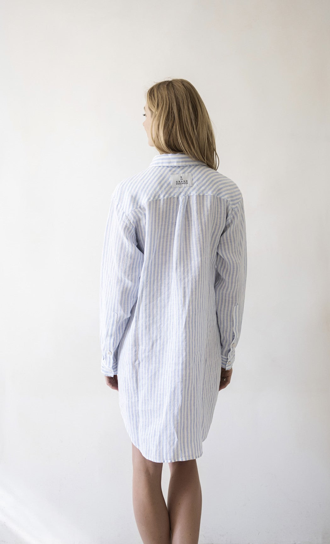 Women's striped linen shirt "Irreparable optimist" - Grand Duchess | Softened 100% Linen | Linen beach cover up