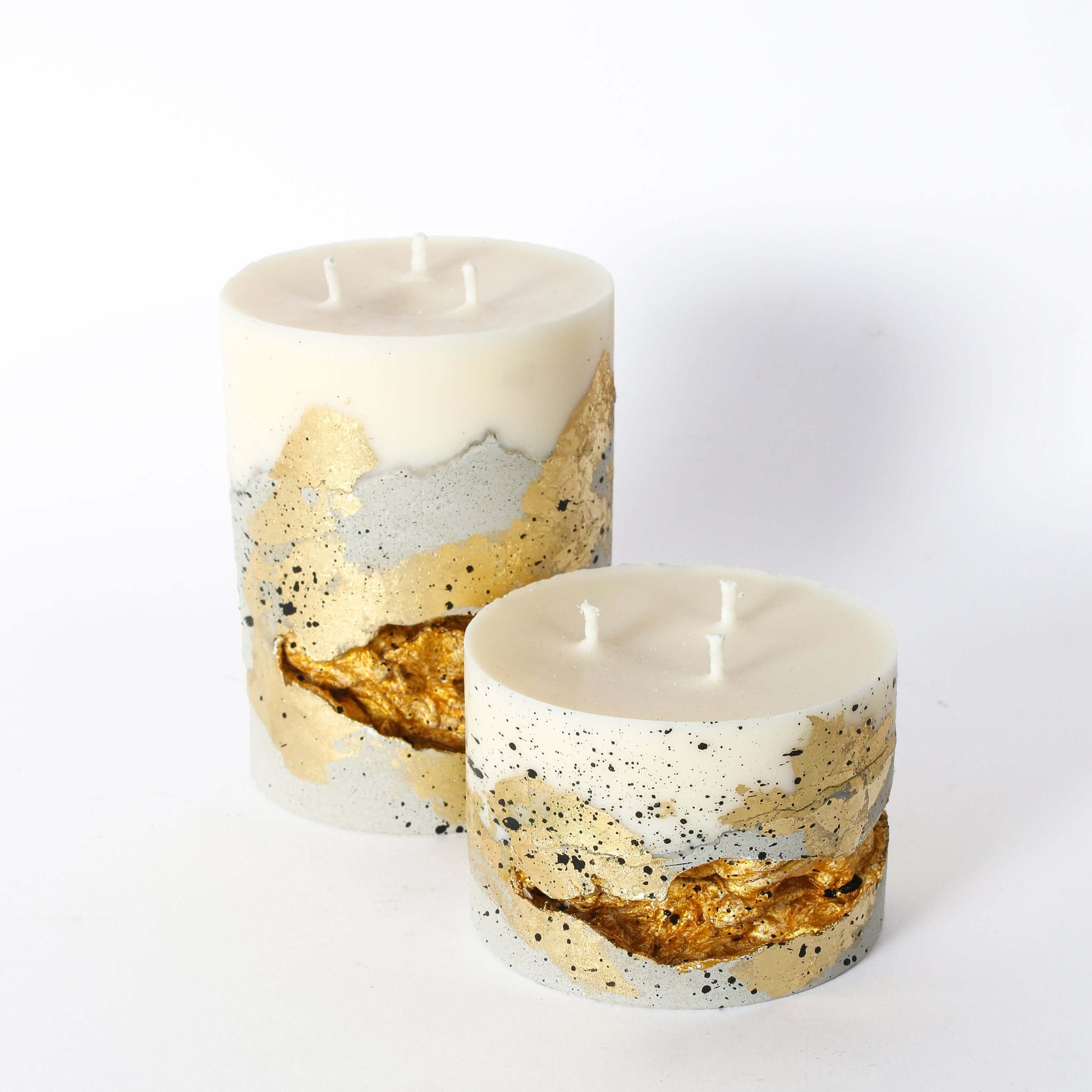 Hand made candle - 100% natural soy wax, concrete, fancy gold - Grand Duchess; Gift idea; Sustainable candle; prasminga kalėdų dovana; žvakė iš natūralaus sojų vaško; ką dovanoti mamai per Kalėdas; luxury candle